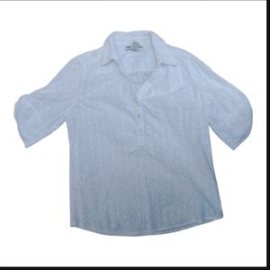 Cathy Daniels White Eyelet Button-Front Collared Shirt